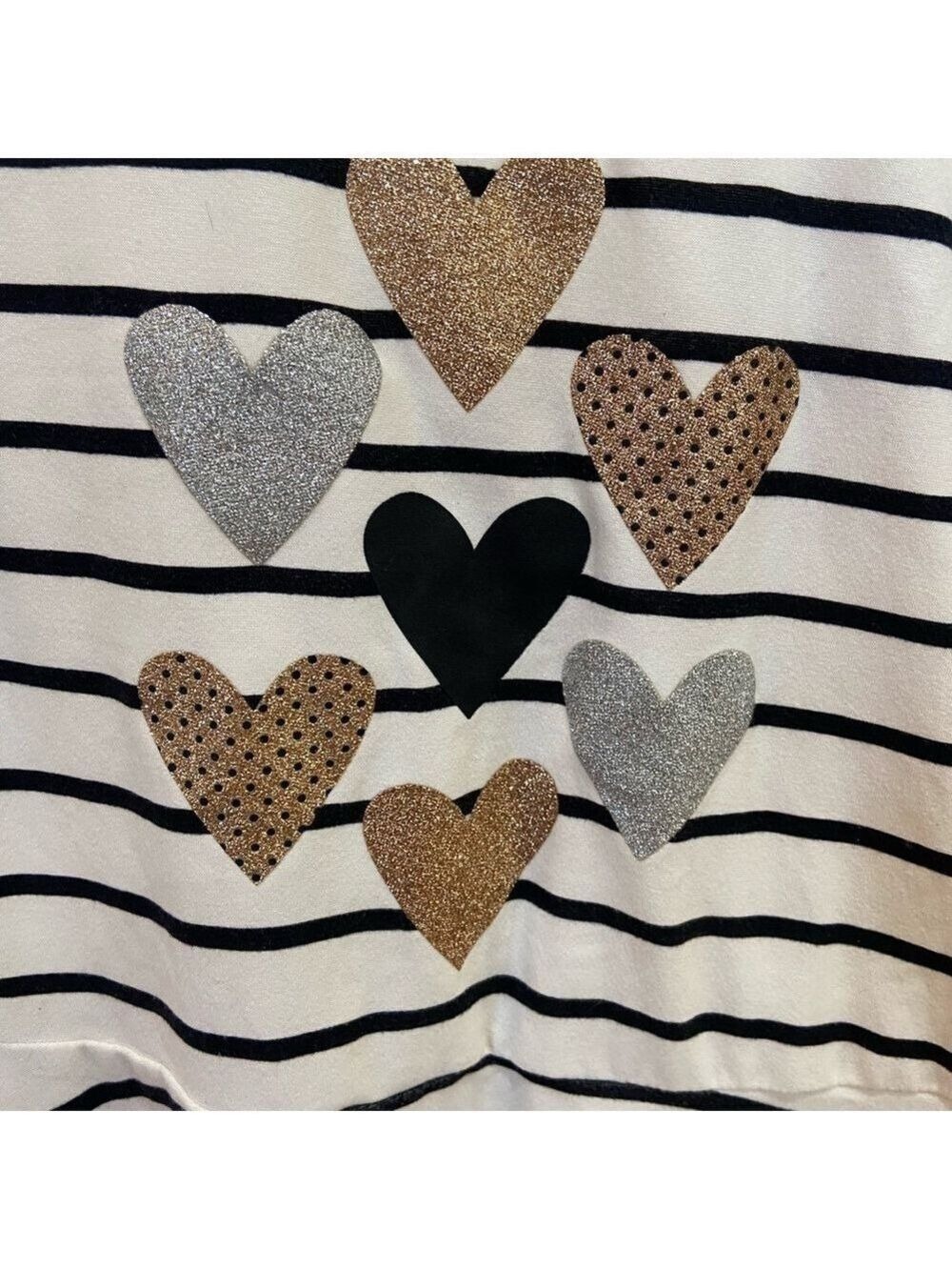 Epic Threads Girls Dress Size 6 Off White Black Stripe Heart - Picture 6 of 6